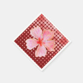 Roze Hibiscus op een rode achtergrond Servet (Hoek)