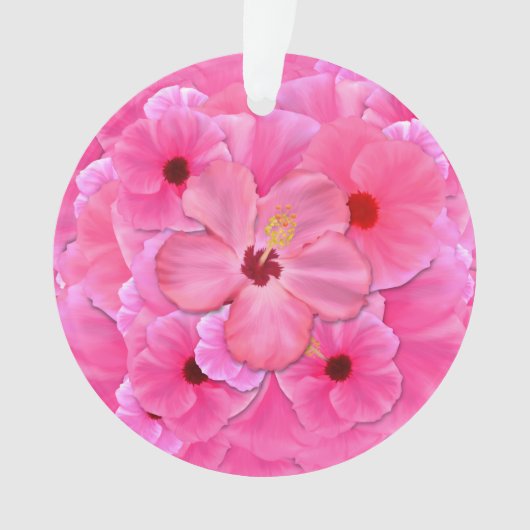 Roze Hibiscus Ornament (voorkant)