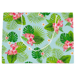 Roze Hibiscus Palm Gift Bag Groot Cadeauzakje