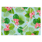 Roze Hibiscus Palm Gift Bag Groot Cadeauzakje (Achterkant)