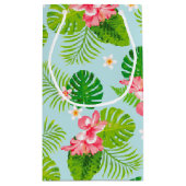 Roze Hibiscus Palm Gift Bag Klein Cadeauzakje (Achterkant)