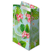 Roze Hibiscus Palm Gift Bag Klein Cadeauzakje (Voorkant Gekanteld)