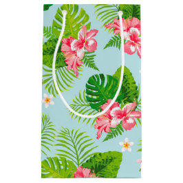 Roze Hibiscus Palm Gift Bag Klein Cadeauzakje