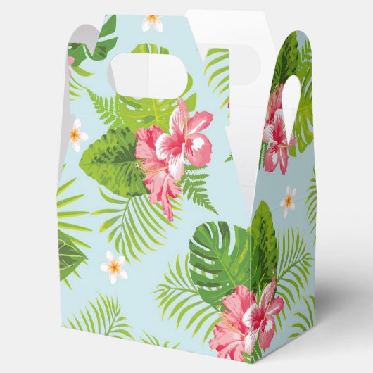 Roze Hibiscus Palm Gift Box Bedankdoosjes (Geopend)