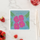 Roze Hibiscus Paper Napkins Servetten (Insitu)