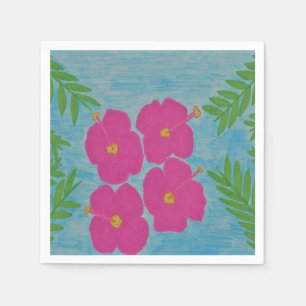 Roze Hibiscus Paper Napkins Servetten
