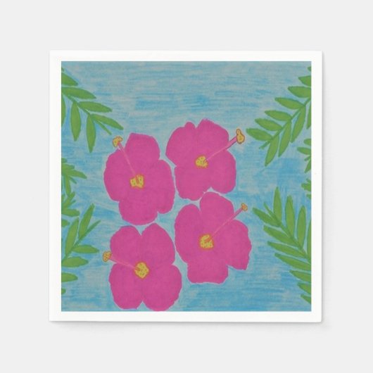 Roze Hibiscus Paper Napkins Servetten (Voorkant)