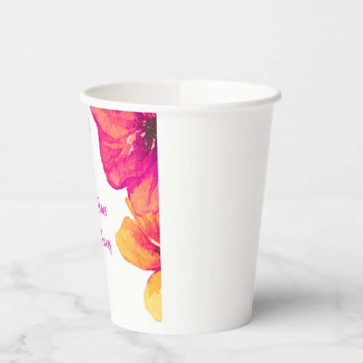 Roze Hibiscus papieren beker (Links)