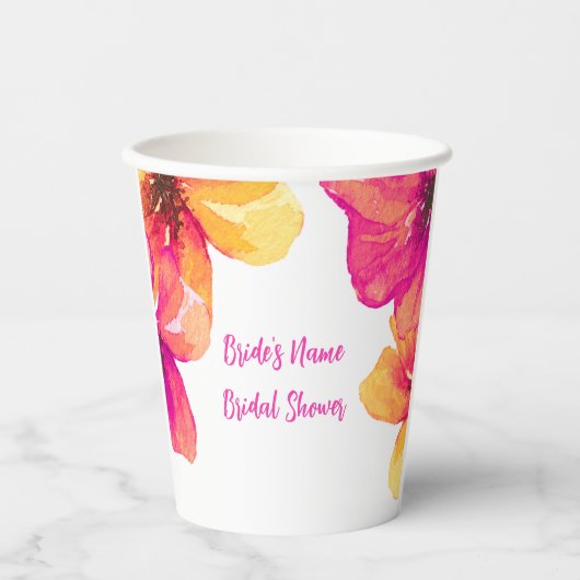 Roze Hibiscus papieren beker (Voorkant)