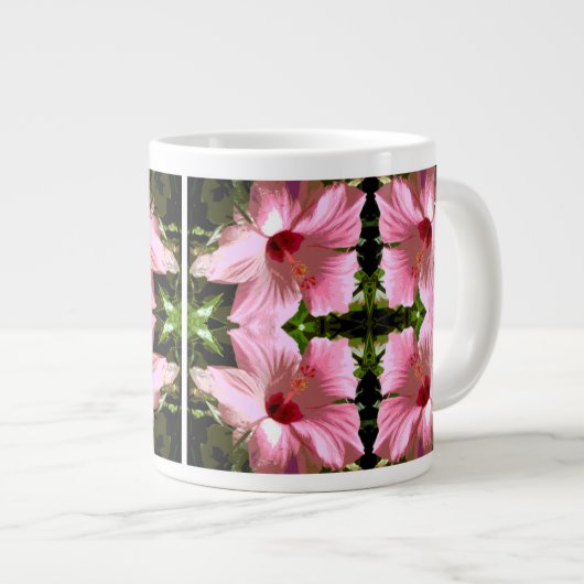 Roze Hibiscus Patroon Grote Koffiekop (Voorkant rechts)