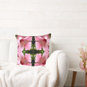 Roze Hibiscus Pattern Kussen