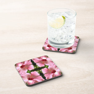 Roze Hibiscus Pattern Onderzetter