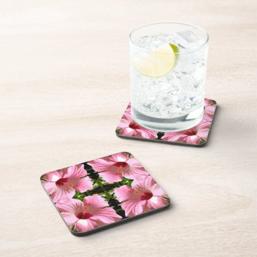 Roze Hibiscus Pattern Onderzetter (Rechterzijde)