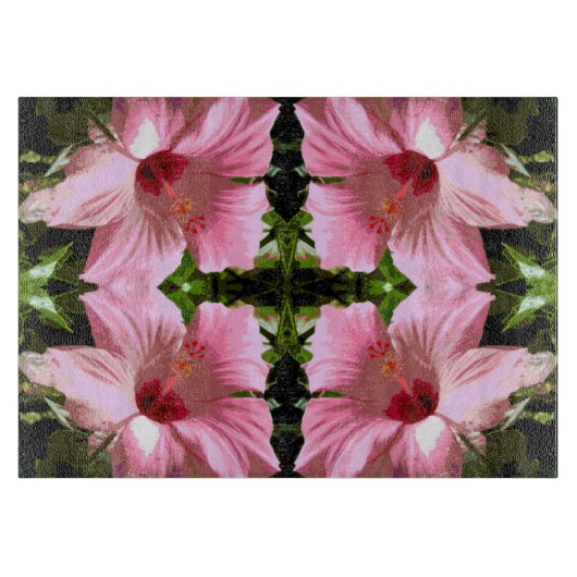 Roze Hibiscus Pattern Snijplank (Voorkant)