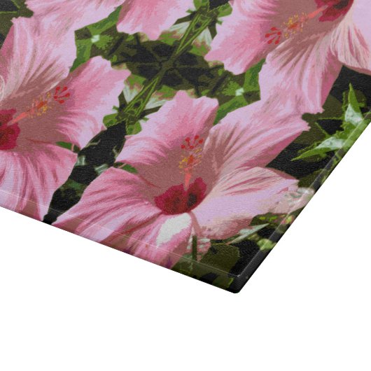 Roze Hibiscus Pattern Snijplank (Hoek)
