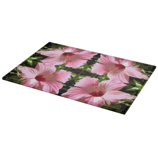 Roze Hibiscus Pattern Snijplank (Hoek)