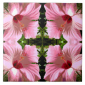 Roze Hibiscus Pattern Tegeltje (Voorkant)