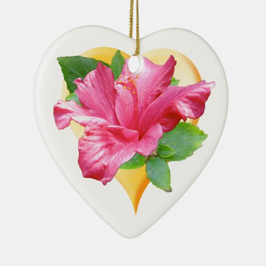 Roze Hibiscus Queen Heart Ornament (Rechts)