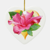 Roze Hibiscus Queen Heart Ornament (Achterkant)