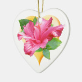 Roze Hibiscus Queen Heart Ornament (Links)