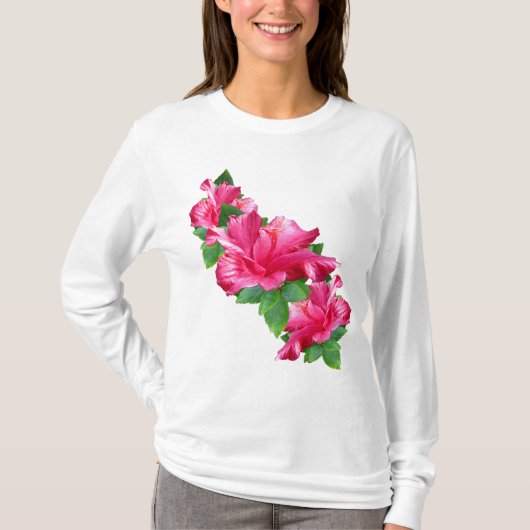 Roze Hibiscus Queen Shirten T-shirt (Voorkant)