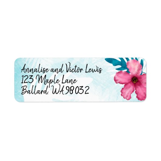 Roze Hibiscus Return Label (Voorkant)