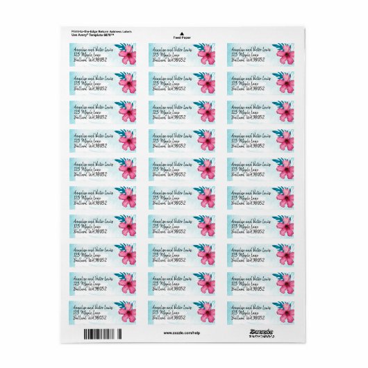 Roze Hibiscus Return Label (Full Sheet)