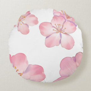 Roze hibiscus rond kussen