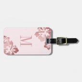 Roze Hibiscus Roos Gouden Bagage ID Bagagelabel (Voorkant horizontaal)