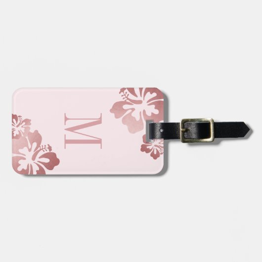 Roze Hibiscus Roos Gouden Bagage ID Bagagelabel (Voorkant horizontaal)