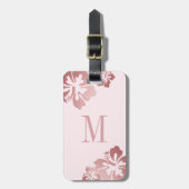 Roze Hibiscus Roos Gouden Bagage ID Bagagelabel (Voorkant verticaal)