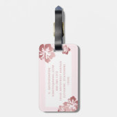 Roze Hibiscus Roos Gouden Bagage ID Bagagelabel (Achterkant verticaal)