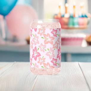 Roze Hibiscus, Roze Bloemen, Bloempatroon Blikvorm Glas