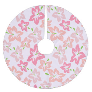 Roze Hibiscus, Roze Bloemen, Bloempatroon Kerstboom Rok