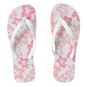 Roze Hibiscus, Roze Bloemen, Bloempatroon Teenslippers