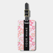 Roze Hibiscus, Roze Bloemen, Je Naam Bagagelabel (Voorkant verticaal)