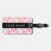 Roze Hibiscus, Roze Bloemen, Je Naam Bagagelabel (Achterkant horizontaal)