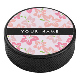 Roze Hibiscus, Roze Bloemen, Je Naam Hockey Puck