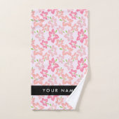 Roze Hibiscus, Roze Bloemen, Jouw naam Bad Handdoek (Handdoek)