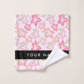 Roze Hibiscus, Roze Bloemen, Jouw naam Bad Handdoek (Wasdoekje)
