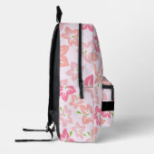 Roze Hibiscus, Roze Bloemen, Jouw naam Bedrukte Rugzak (Links)