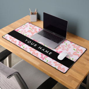 Roze Hibiscus, Roze Bloemen, Jouw naam Bureaumat