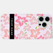 Roze Hibiscus, Roze Bloemen, Jouw naam Case-Mate iPhone Case (Achterkant (horizontaal))