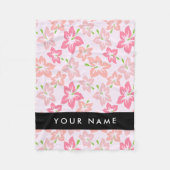Roze Hibiscus, Roze Bloemen, Jouw naam Fleece Deken (Voorkant)