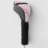 Roze Hibiscus, Roze Bloemen, Jouw naam Golfheadcover (Schuin)