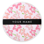 Roze Hibiscus, Roze Bloemen, Jouw naam Keramische Knop (Voorkant)