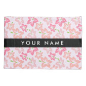 Roze Hibiscus, Roze Bloemen, Jouw naam Kussensloop (Achterkant)