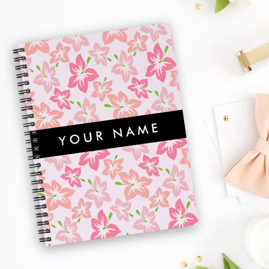 Roze Hibiscus, Roze Bloemen, Jouw naam Notitieboek