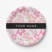 Roze Hibiscus, Roze Bloemen, Jouw naam Papieren Bordje (Voorkant)
