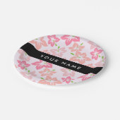 Roze Hibiscus, Roze Bloemen, Jouw naam Papieren Bordje (Gekanteld)